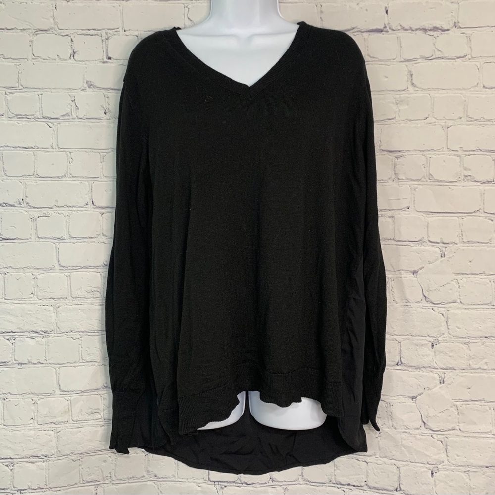 Black Long Sleeve Sweater With Sheer Back
